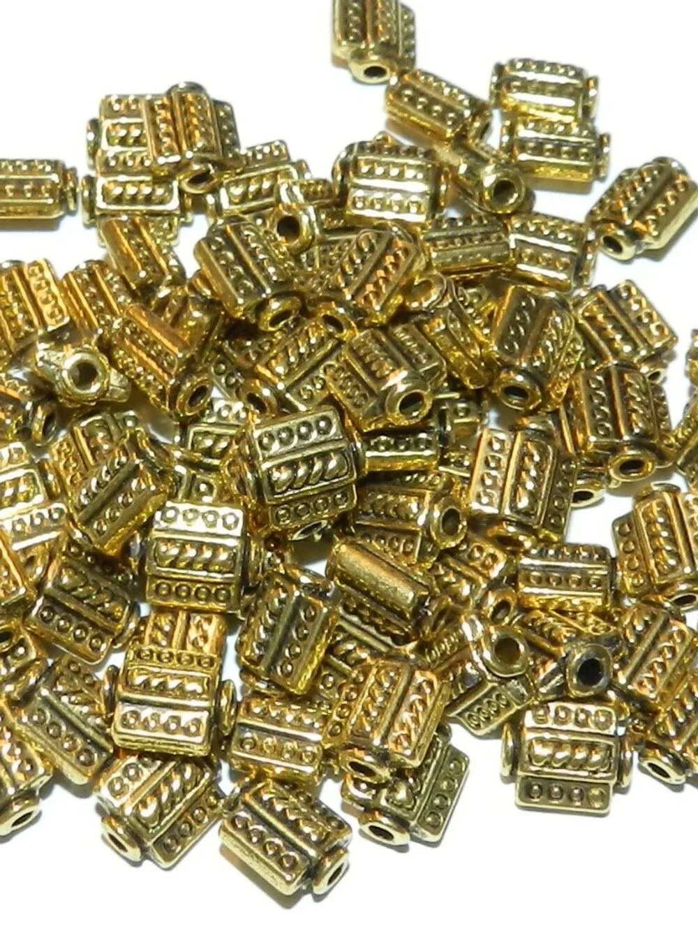 Antiqued Gold 9mm Flat Rectangle Metal Alloy Beads 25pc MB539